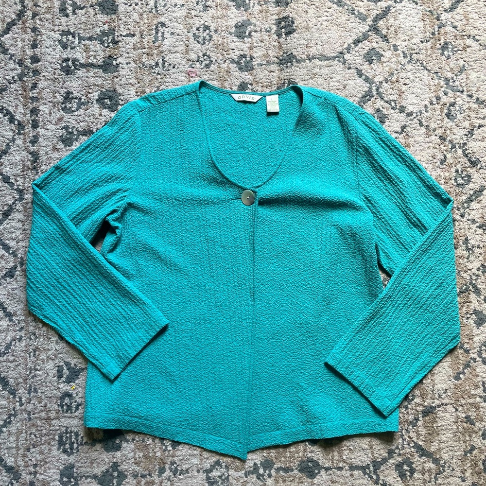 Orvis One Button Cardigan Size Large Lightweight Summer Colour Outdoor Beach